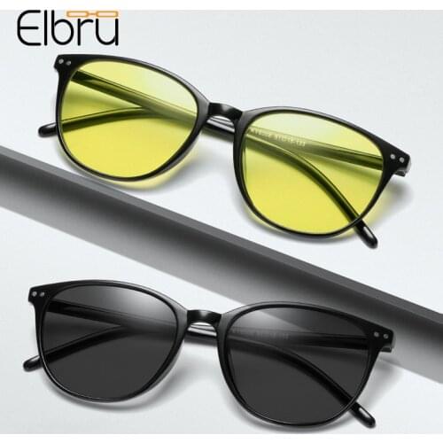 Elbru Ultralight Women Spectacles Driver Goggles For High Beam Protection Color Changing Night Vision Eyeglasses For Men Driving
