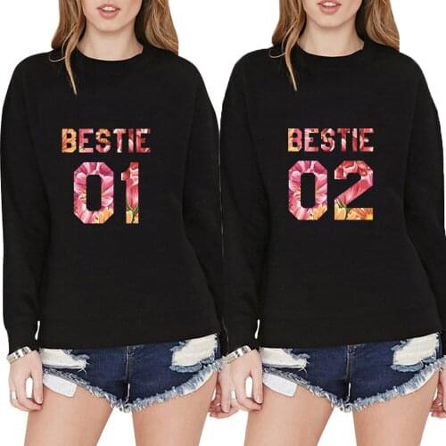 Harajuku Women Hoodie Best Friend Hoodies Bestie Streetwear Pullover Bestie 01 02 Hoodies BFF Sister Gift