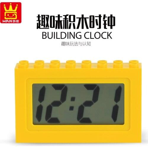 Ideas clock Electronics alarm model building blocks bricks wall wange time kids children toys creative without battery city