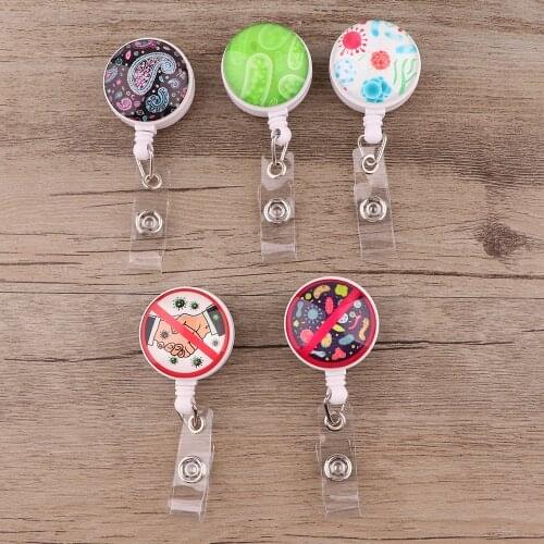 JF797 Cartoon Retractable Nurse Badge Holder Reel Doctor Name ID Card Holder Exhibition Work Card Holder