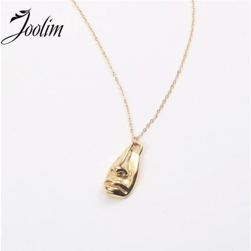 JOOLIM High End Gold Finish Abstraction Face Choker Necklace Trendy Jewelry Wholesale