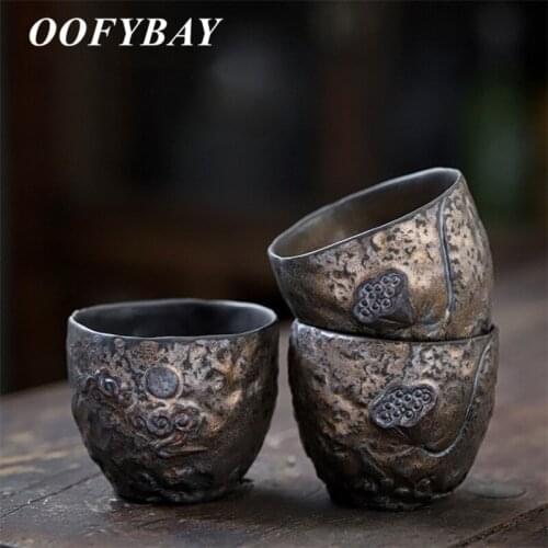 Japanese Style Ceramic Gilt Retro Coffee Mug Large Kung Fu Master Tea Cup Office Drinking Cup Tumbler Drinkware 110ML