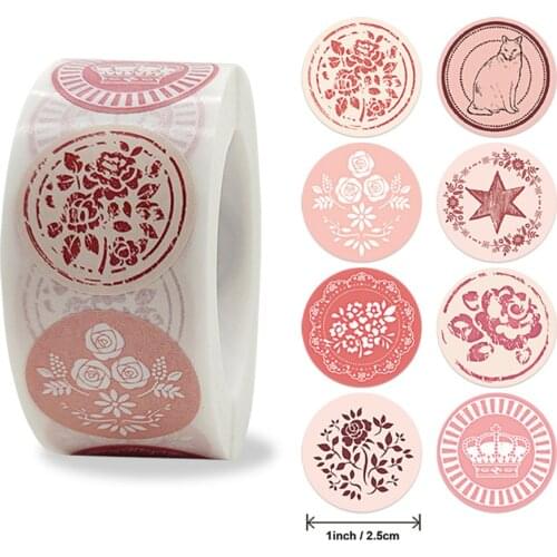50-500pcs Envelope Seal Labels with Flower Patterns Stickers 1inch Self Adhesive Sticker Labels for Party Decor Birthday Wedding