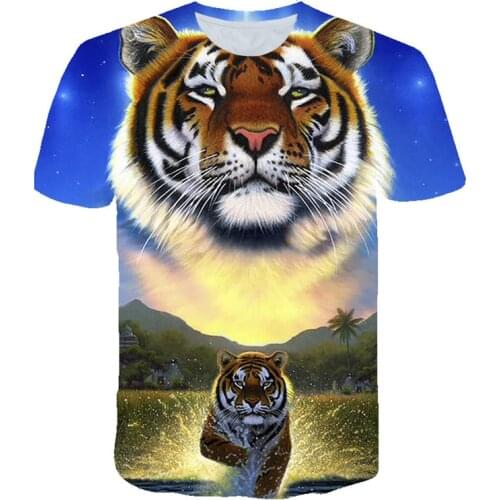 2021 Summer New Anime T-shirt Spain Mens Clothing 3d Tiger Print Short Sleeve T-Shirt Hip-hop Personality Casual Tshirts XS-6XL