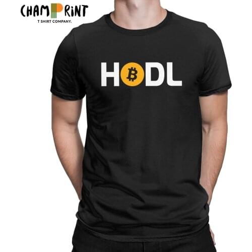 Novelty Hodl Bitcoin Cryptocurrency T-Shirt for Men Crewneck 100% Cotton T Shirt Short Sleeve Tee Shirt Gift Idea Tops