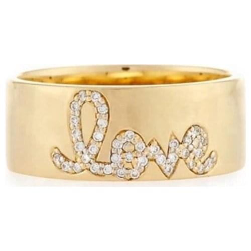 Cz lover letter engagement band ring simple classic design fashion jewelry for lover gift US size 6 7 8 finger rings