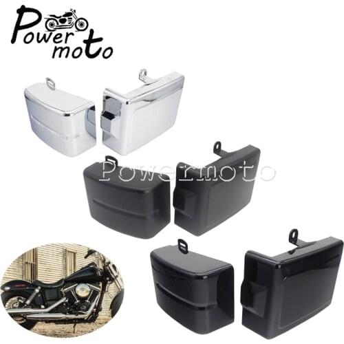 2X Motorcycle Battery Side Cover Frame Fairing Guard For Harley Dyna Fat Bob Street Low Rider Wide Glide Switchback FLD FXD12-17