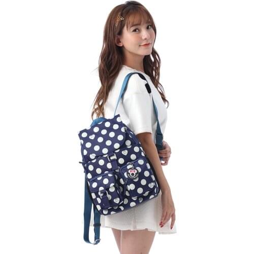 Original Disney Counter Genuine Nylon With Sweet Polka Dot Backpack Female Backpack Uf2389-08