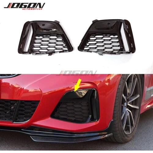 2pcs Black ABS For BMW 3 Series G20 G21 330i 2020 2021 Car Front Fog Light Frame Replacement Cover Trim Molding Accessories