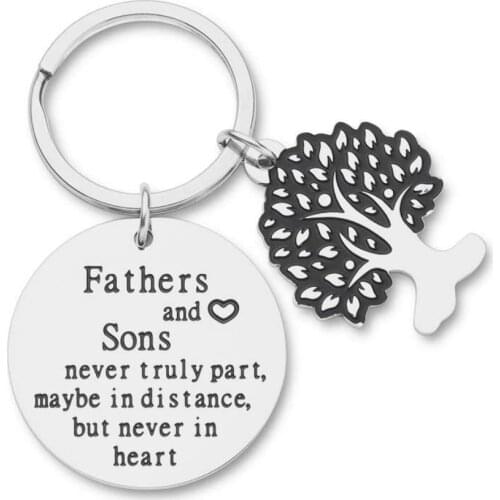 Fathers Day Gifts Keychain for Daddy Papa Fathers and Son -Never Truly Part Dad Son Birthday Gifts for Men Dad Grandfather