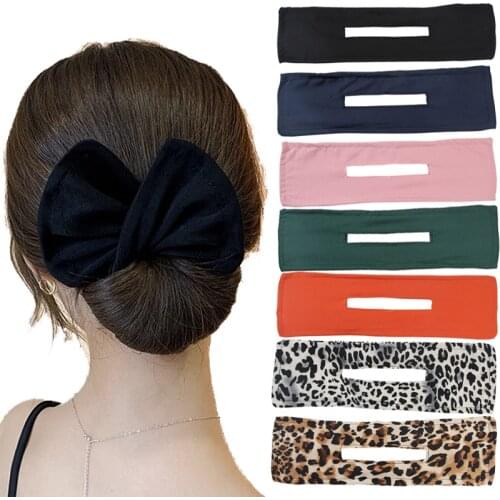 French Hair Curler Headband Bow Hair Styling Curlers Girls Hair Accessories Floral Printing Hair Bands Scrunchies Head band