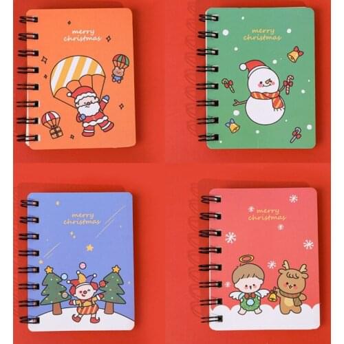 Christmas Gift Mini Coil Notebook Notepad Fancy Desk Decor Xmas Birthday Gifts Students Girls Boys Multicolors Stationary Supply