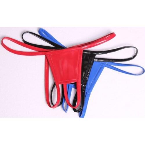Sexy Women Latex PVC Shiny Low-Rise G-string Bandage Hollow Out Sexy Micro Thong T-Back Erotic Lingerie Stage Wear Plus Size F24