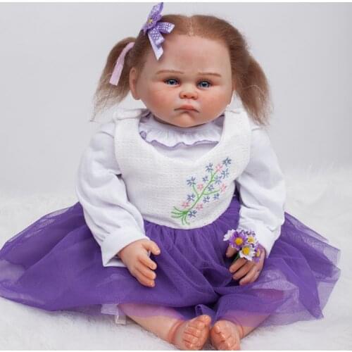 20" Silicone reborn babies dolls for girls toys lifelike newborn baby bonecas with purple dress high quality bebe gift reborn