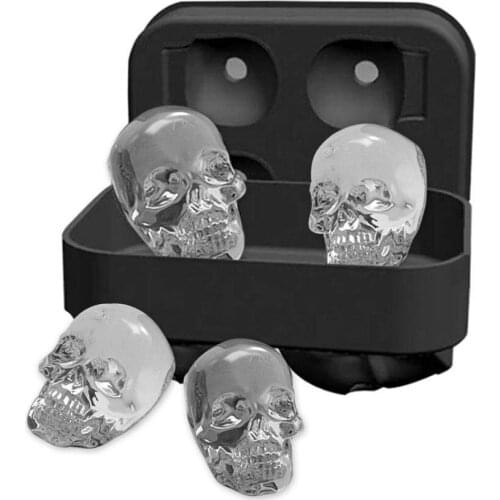 Silicone Skull Ice Cube Tray Mold Makes Four Giant Skulls Chocolate Moulds