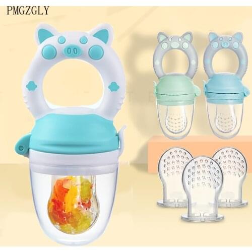 Silicone teether Newborn Baby Fresh Food Feeder Trainning to Eat Fruit Grinding Stick Baby 3-12 Months Food Bag Teether feeding
