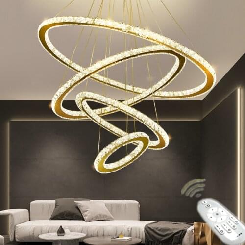 LED lustre chandeliers crystal lighting fixture for living room hotel Lustre remote control Hanging lamp bedroom decoration