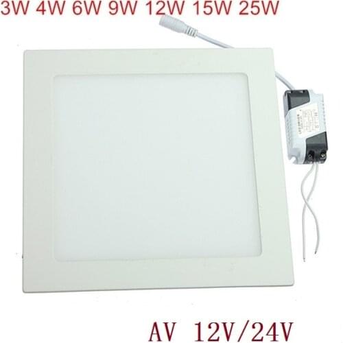 AC 12V/24V LED Ceiling Light 3W-25W Warm White/Natural White/Cold White Square Ultra thin led panel light LED Down Light +Driver