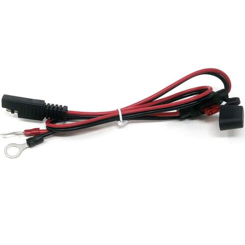 60cm SAE to O Ring Terminal Harness Quick Disconnect Eyelet Terminal Harness Extension Cord for Solor Battery 10A Fuse
