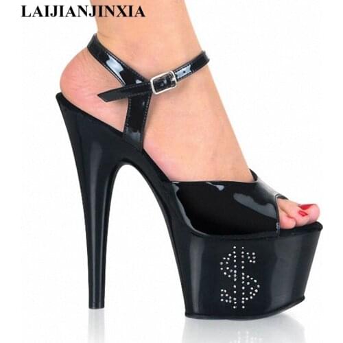 LAIJIANJINXIA comfortable thick heel sandals 17cm show spool heels high-heeled shoes 7 Inch Stiletto With Platform shoes