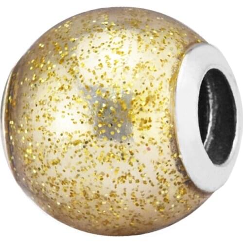 925 Sterling Silver Jewelry Yellow Golden Glitter Enamel Charm Mid-Autumn New Style DIY Jewelry Fit for Silver Charm Bracelet