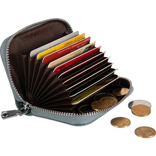 Women Zipper Credit Card Holder Genuine Leather Fashion Cardholder 584-76 High Quality Female Women Pillow Cards Purse 7 Colors