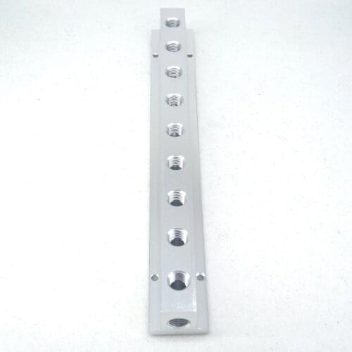 1/4" BSP Female 9 Way Solid Aluminum T-Shape Air Manifold Block Splitter