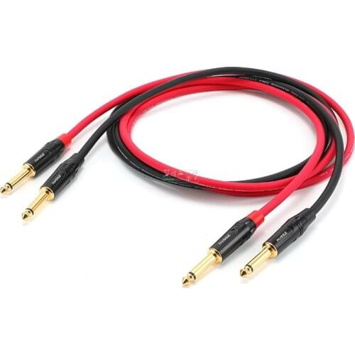 1Pcs large two-core electric guitar cable avssz noise reduction instrument cable 6.35 straight turn speaker audio cable TRS
