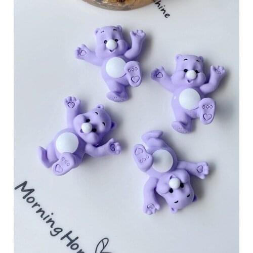 10PCS Mixed Cartoon Resin Dancing Bear Lat Back Cabochon DIY Phone Case Patch Flat Pendant Children Hair Accessories Decoration