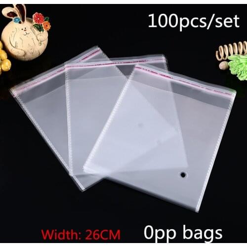 100pcs 26CM Wide Transparent Self-adhesive Cello Cellophane Bag Single Suit Or Pajamas, Bedding Packaging, Resealable Bag