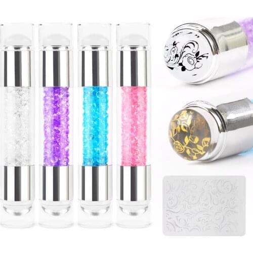 2cm Double Head Clear Marshmallow Silicone Jelly Stamper With Cap 1PC Nail Art Stamper & Scraper Stamp Tool Set
