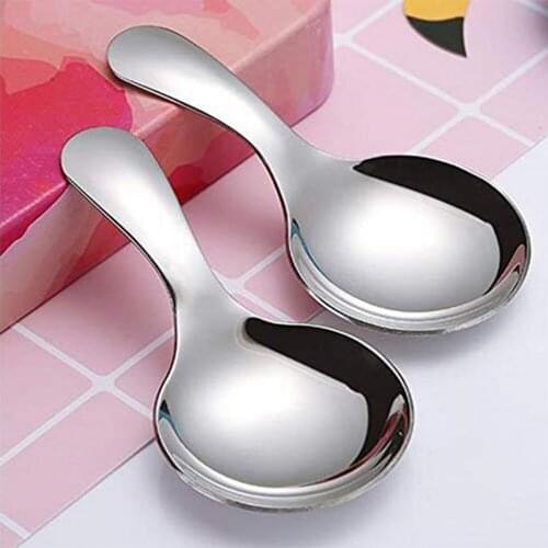 50B 1PC 304 Stainless Steel Tableware Ideas Short Handle Spoons Mini Salt Spoons Dessert Spoon Tea Coffee Spoon Sale