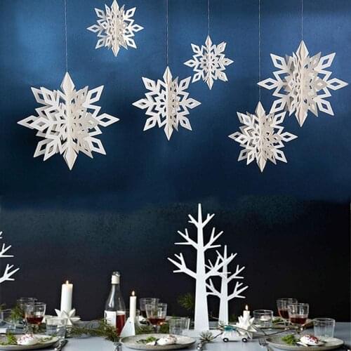 6Pcs/Set 3D Artificial Paper Christmas Snowflakes Garland Festival Frozen Party Supplies White Christmas Decorations for Home
