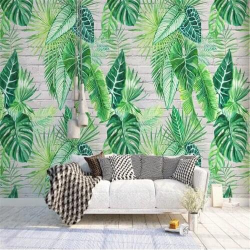 Milofi custom large wallpaper mural Nordic simple tropical plant turtle leaves background wall painting