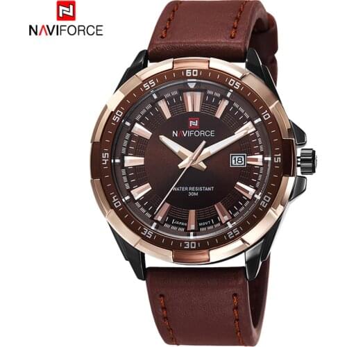 NAVIFORCE Watch Fashion Mens Sport Quartz Wrist Watch Men Top Brand Luxury Military Leather Waterproof Watches Male Clock 2020