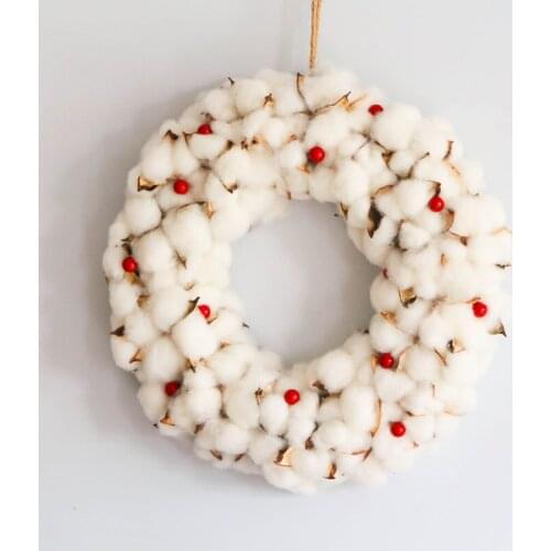 D12.9" Christmas Pendant Berry Cotton Flowers Wreath Home Decoration Wedding Decoration Drop Ornaments Wall Wreaths Party Decor