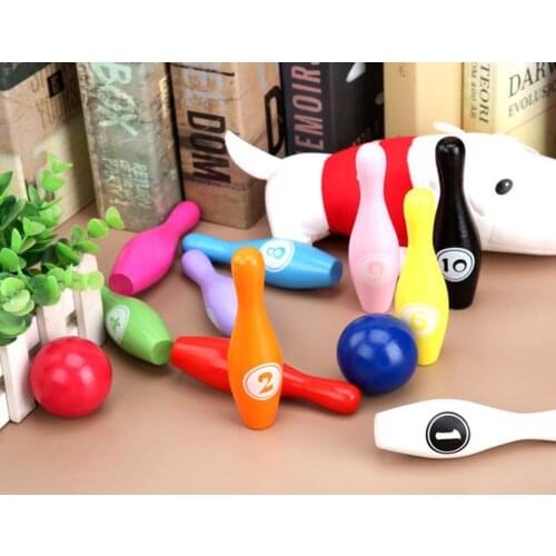 Wooden Colorful Number Bowling Ball Pin Set Sport Games Educational Kids Toy New