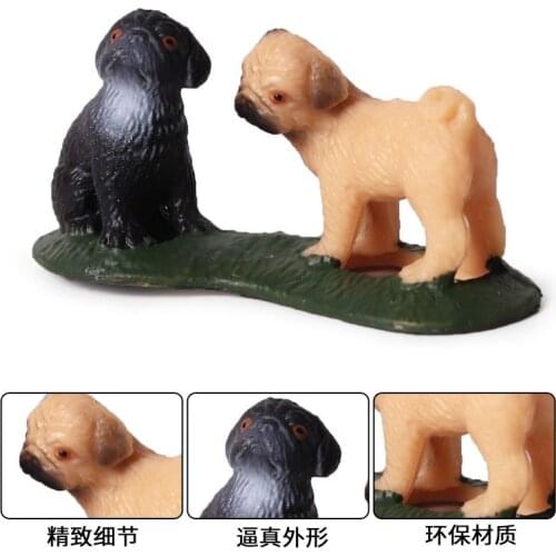 Childrens Simulation Static Solid Wild Animal Model Pug Dog Pet Dog Childrens Toy Ornaments Collecting Gifts Toy Model