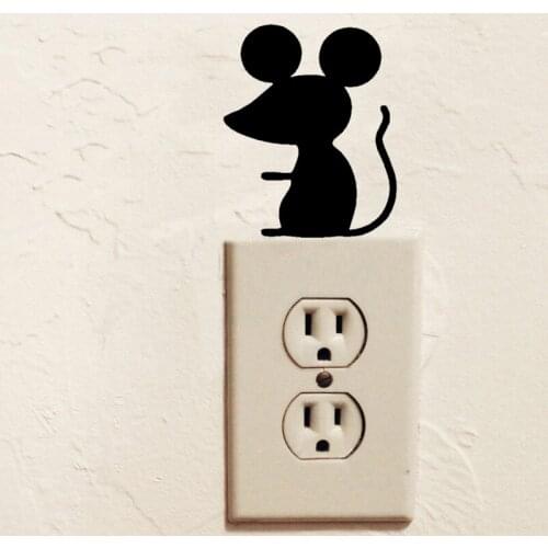 DIY Cute Mouse Art Switch Sticker Living room Bedroom Decorative Wall Stickers Vinyl Waterproof Murals JG1980