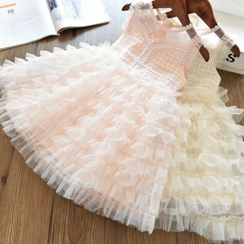 Girls Princess Tulle Fabrics Dress For Girls Children Birthday Party Tutu Dress Flower Embroidery Girls Dress For Wedding