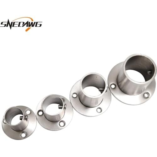 2pcs Stainless Steel Flange Pipe Bracket 19/22/25/32mm Hanging Clothes Rod Seat Hanger Flange Bracket Closet Rod Pipe Bracket