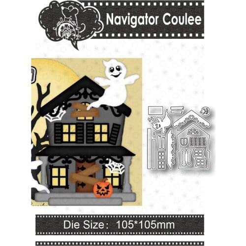 Halloween Ghost House Cutting Mould 2021 Scrapbook Metal Decoration Clear Stamp DIY Craft Creative Photo Album Embossed Backgrou