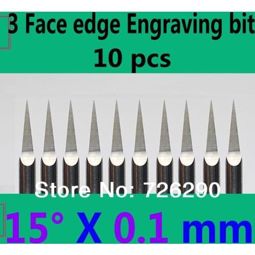 HUHAO 10pcs 3.175mm Dia 15 Angle 0.1mm Tip 3 Edge Carbide Woodworking Tools Engraving Bit for CNC Router Machine