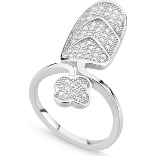 Silverlina Silver Zircon Stone Nail Ring