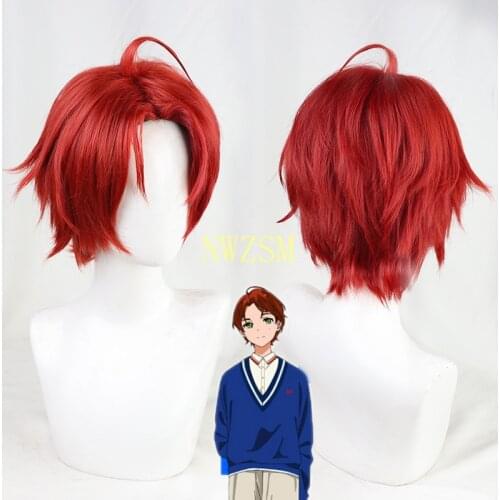 WONDER EGG PRIORITY Momoe Sawaki Cosplay Wig Short Wine Red Heat Resistant Hair Odd Eye Girls Anime Role Play