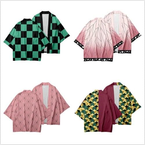 Anime Demon Slayer Kimetsu No Yaiba Tanjiro Kamado Cosplay Costume Men Women Kimono Plus Size Jackets Halloween Party For Women