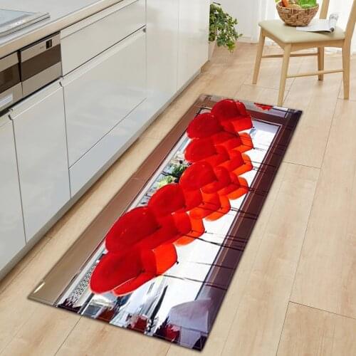 Valentines Day Kitchen Carpet Bathroom Entrance Doormat Bedroom Bedside Floor Non-Slip Mat Home Hallway Balcony Decoration Rug