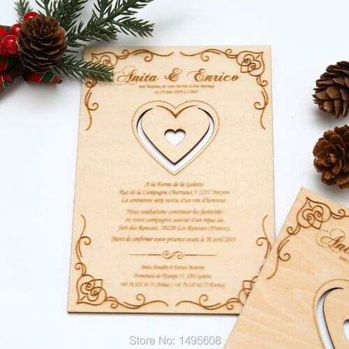 Laser cut wedding invitation engraves 70 wooden wedding invitations laser cut custom red wedding invitation red bow