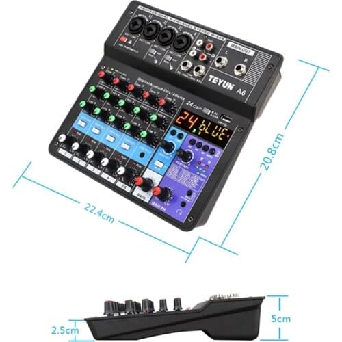 Microphone Sound Mixer Sound Card Karaoke Mixer Audio Professional 6 Channel -Studio Audio Mixing Console Amplifier A08 21