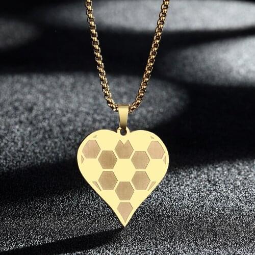 QIAMNI Fashion Love Heart Football Collar Choker Pendant Necklaces For Women Men Vintage Couple Jewelry Birthday Party Gifts